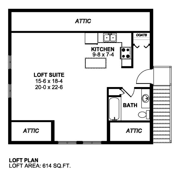 Garage Plan 90884 - 1 Car Garage Apartment Level Two