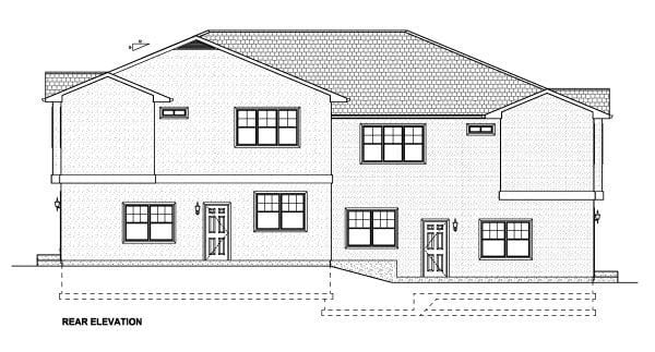 Multi-Family Plan 90888 Rear Elevation