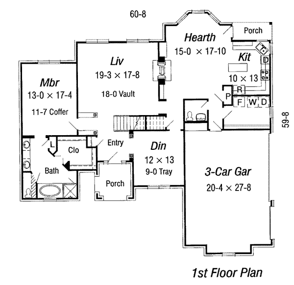 Plan 91134 | Tudor Style with 4 Bed, 3 Bath, 3 Car Garage