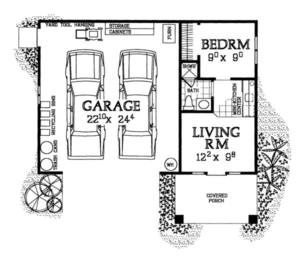 Garage Plan 91264 - 2 Car Garage Apartment Level One