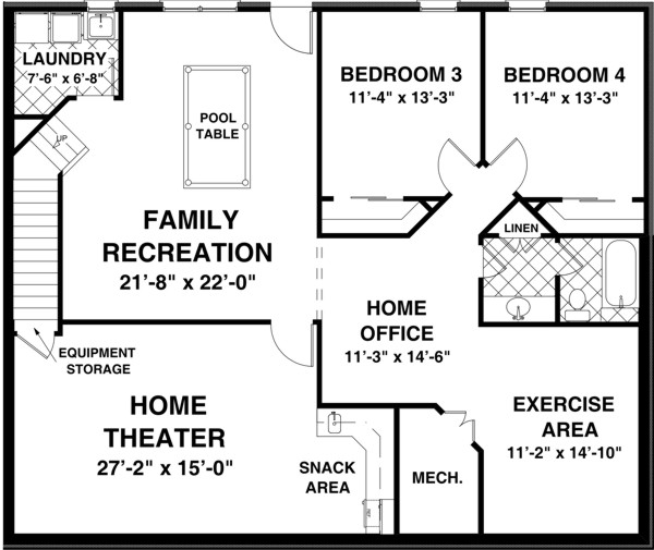House Plan 92395 Lower Level