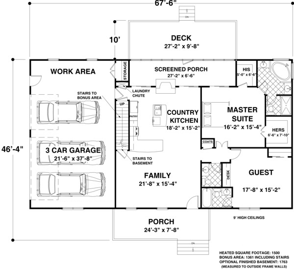 House Plan 92395 Level One