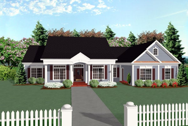 Country Plan with 2097 Sq. Ft., 3 Bedrooms, 3 Bathrooms, 3 Car Garage Elevation