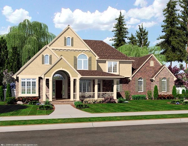 Country, Traditional Plan with 3166 Sq. Ft., 3 Bedrooms, 2 Bathrooms, 3 Car Garage Elevation