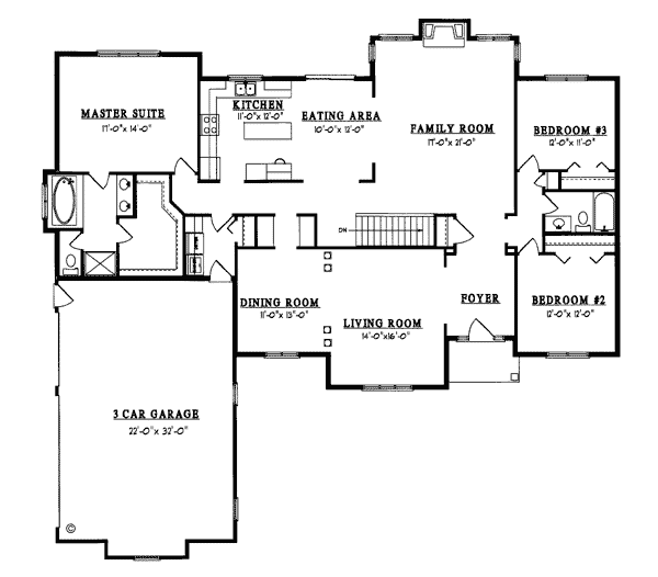 Plan 93108 | European Style with 3 Bed, 2 Bath, 3 Car Garage