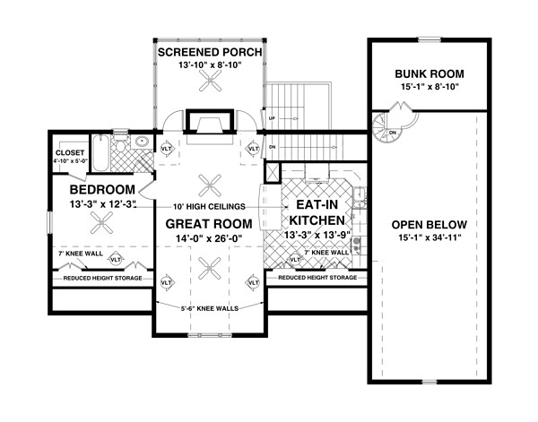 Craftsman 3 Car Garage Apartment Plan 93485 with 1 Bed, 3 Bath, RV Storage Level Two