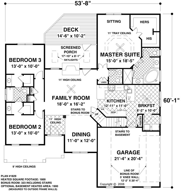 Plan 93489 | Traditional Style with 3 Bed, 2 Bath, 1 Car Garage