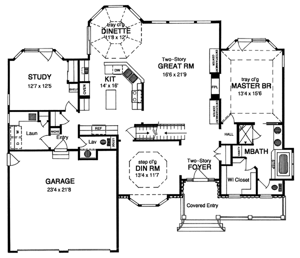 House Plan 94173 Level One