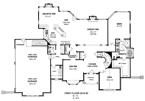 House Plan 94174 Level One
