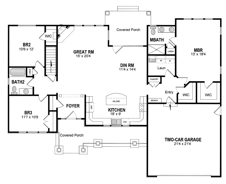 House Plan 94182 Level One