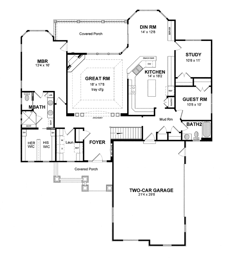 House Plan 94187 Level One