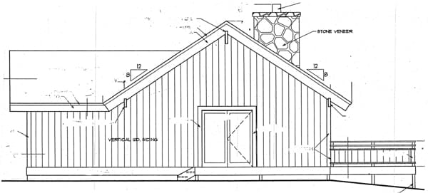 Cabin Plan with 788 Sq. Ft., 2 Bedrooms, 2 Bathrooms Rear Elevation