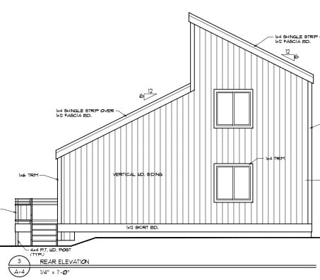 Contemporary Plan with 1024 Sq. Ft., 2 Bedrooms, 2 Bathrooms Rear Elevation