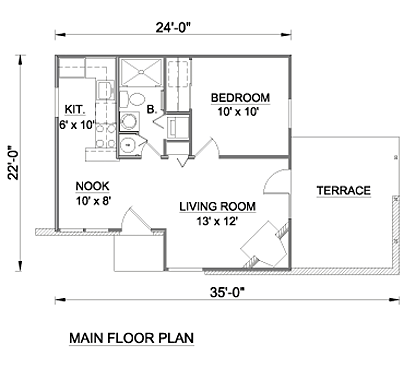 Plan 94330 | Cabin Style with 1 Bed, 1 Bath