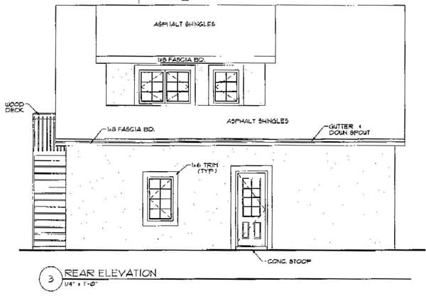 Garage Plan 94342 - 3 Car Garage Apartment Rear Elevation