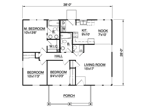 Plan 94372 | Affordable and Efficient Ranch Home Floor Plans