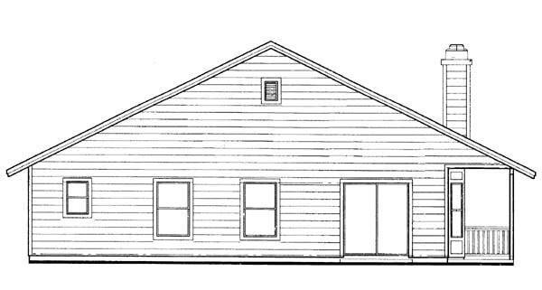 Traditional Plan with 1389 Sq. Ft., 3 Bedrooms, 2 Bathrooms, 2 Car Garage Rear Elevation