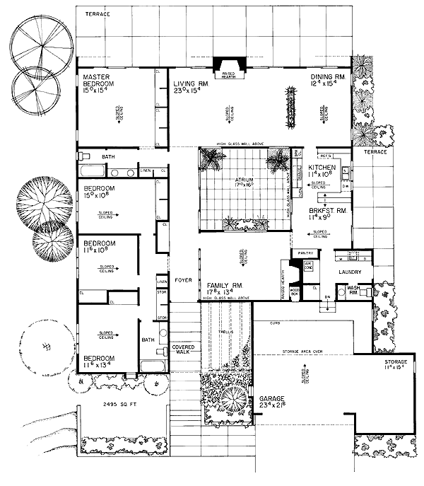 Plan 95111 | Retro Style with 4 Bed, 3 Bath, 2 Car Garage