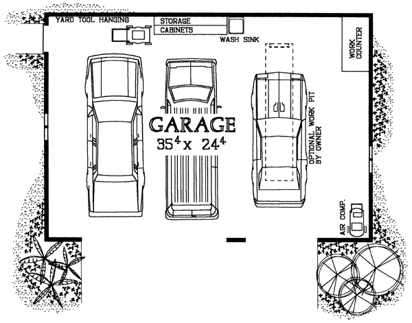 Garage Plan 95299 - 3 Car Garage Level One