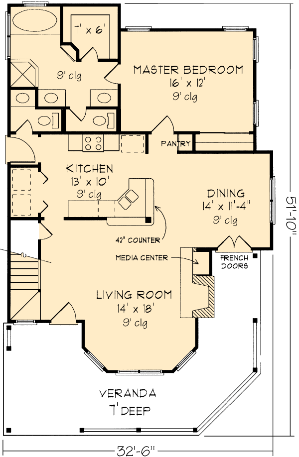 House Plan 95569 Level One