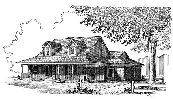 Country, Farmhouse, Southern Plan with 1783 Sq. Ft., 3 Bedrooms, 3 Bathrooms Elevation