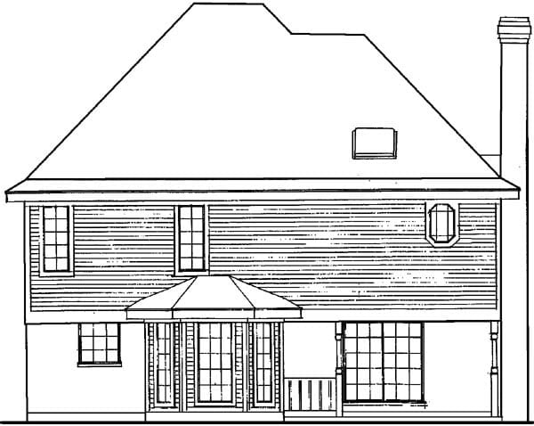 Country, Farmhouse, Victorian Plan with 2066 Sq. Ft., 3 Bedrooms, 3 Bathrooms, 2 Car Garage Rear Elevation