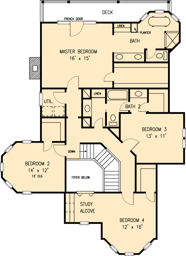 Plan 95683 | Victorian Style with 4 Bed, 3 Bath, 2 Car Garage