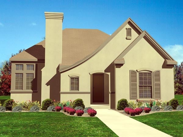 European Plan with 1621 Sq. Ft., 3 Bedrooms, 2 Bathrooms, 2 Car Garage Elevation