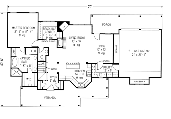 House Plan 95736 Level One