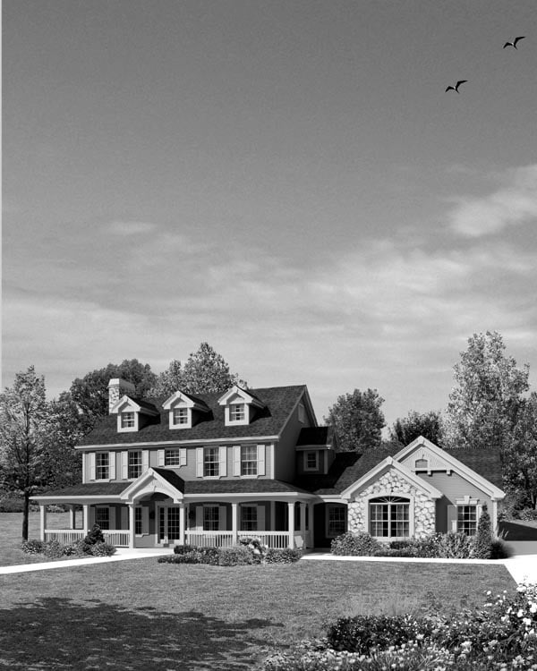 Cape Cod, Colonial, Country, Farmhouse Plan with 2368 Sq. Ft., 4 Bedrooms, 4 Bathrooms, 2 Car Garage Picture 4