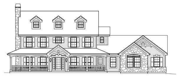 Cape Cod, Colonial, Country, Farmhouse Plan with 2368 Sq. Ft., 4 Bedrooms, 4 Bathrooms, 2 Car Garage Picture 5