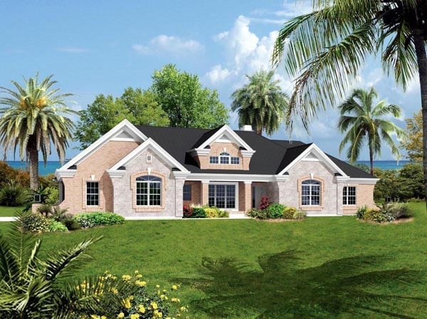 Ranch, Traditional Plan with 2560 Sq. Ft., 3 Bedrooms, 3 Bathrooms, 3 Car Garage Elevation