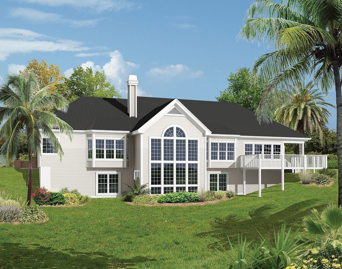 Ranch, Traditional Plan with 2560 Sq. Ft., 3 Bedrooms, 3 Bathrooms, 3 Car Garage Rear Elevation