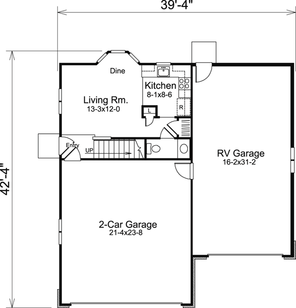 Garage Plan 95827 - 3 Car Garage Apartment Level One