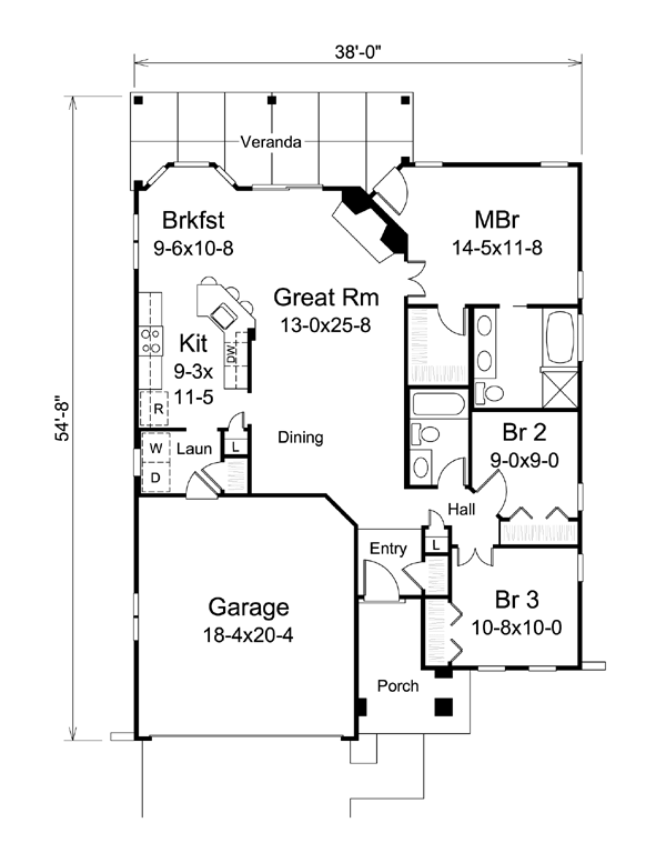 House Plan 95871 Level One