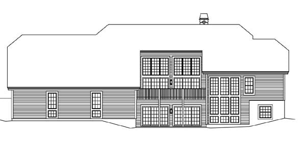 Country, Ranch, Traditional Plan with 2653 Sq. Ft., 3 Bedrooms, 3 Bathrooms, 12 Car Garage Rear Elevation