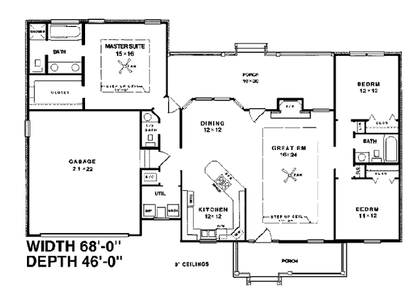 House Plan 96506 Level One
