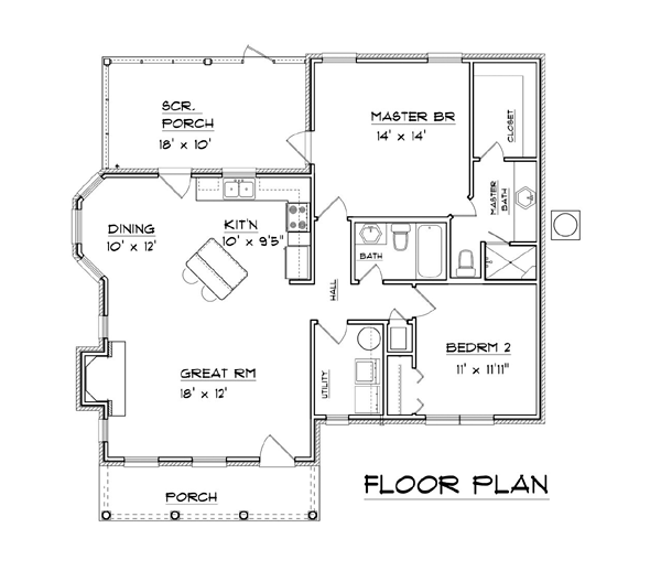 Plan 96553 | Traditional Style with 2 Bed, 2 Bath