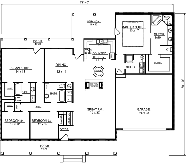 House Plan 96706 Level One