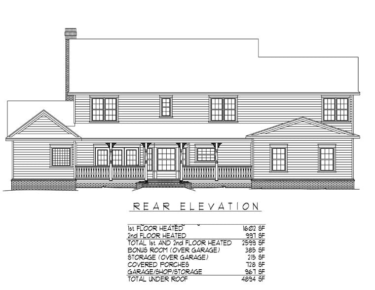House Plan 96839 Rear Elevation