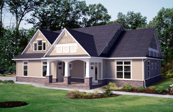 Craftsman Plan with 2369 Sq. Ft., 3 Bedrooms, 4 Bathrooms, 2 Car Garage Elevation