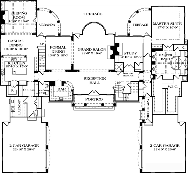 Plan 96913  European Style with 5 Bed, 7 Bath, 4 Car Garage