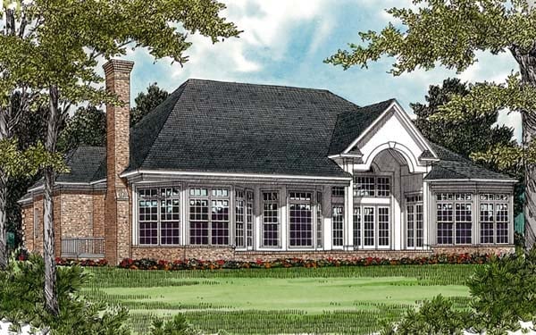 Colonial, Traditional Plan with 2774 Sq. Ft., 3 Bedrooms, 4 Bathrooms, 2 Car Garage Rear Elevation