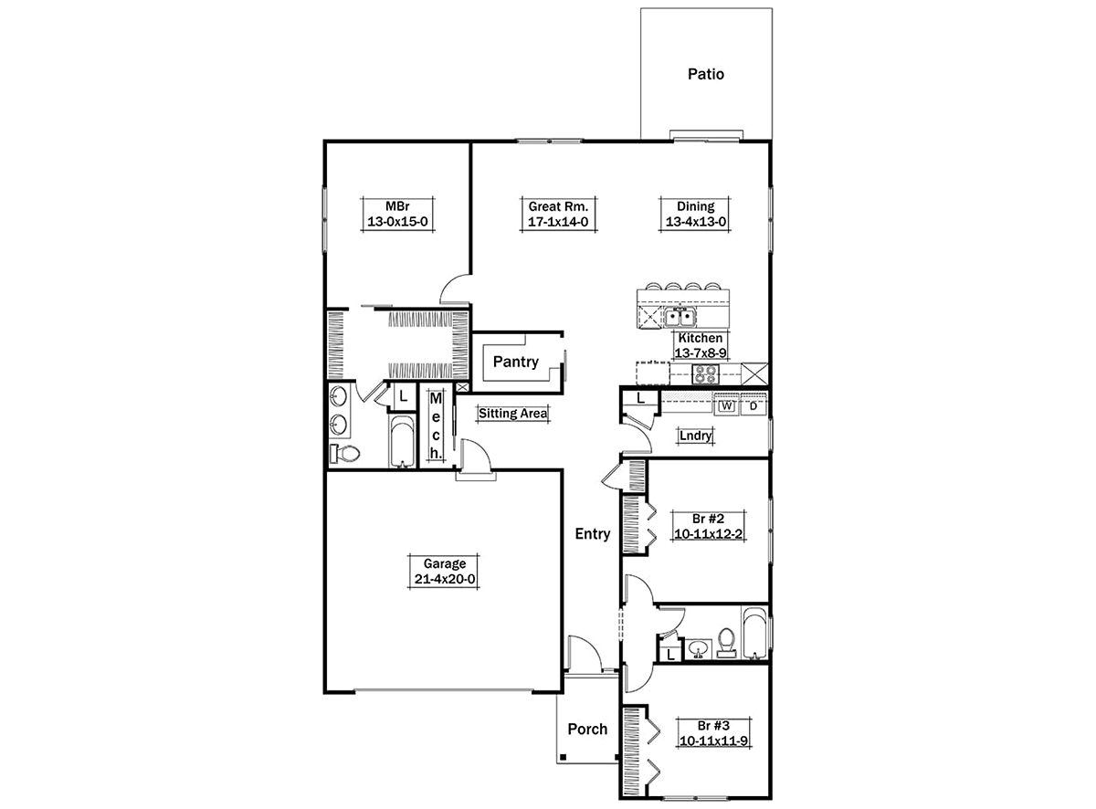 House Plan 97270 Alternate Level One