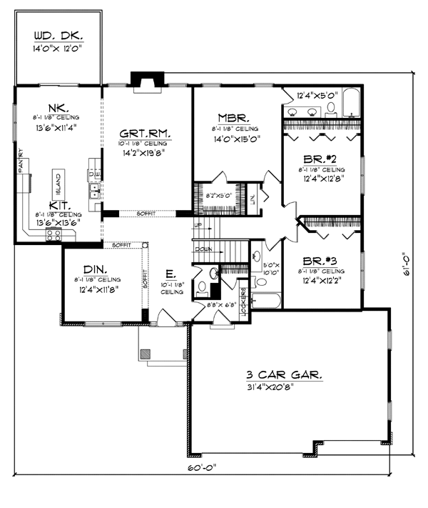 Plan 97355 | Traditional Style with 5 Bed, 4 Bath, 3 Car Garage