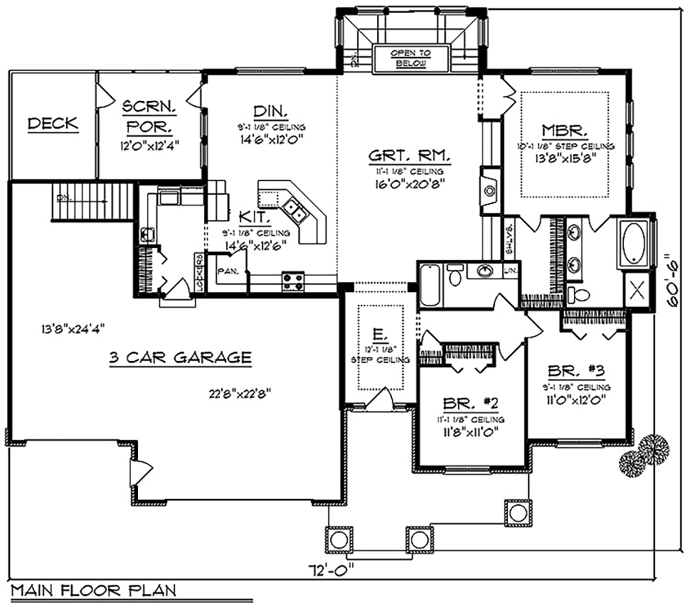 Plan 97370 | Ranch Style with 5 Bed, 3 Bath, 3 Car Garage