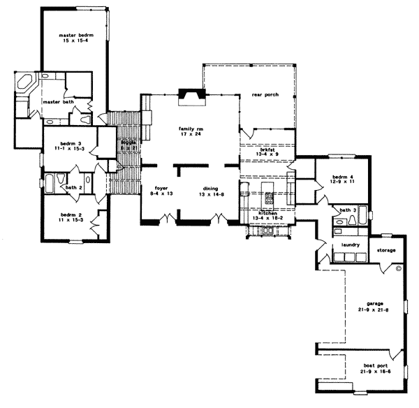 Plan 97532 | One-Story Style with 4 Bed, 3 Bath, 3 Car Garage