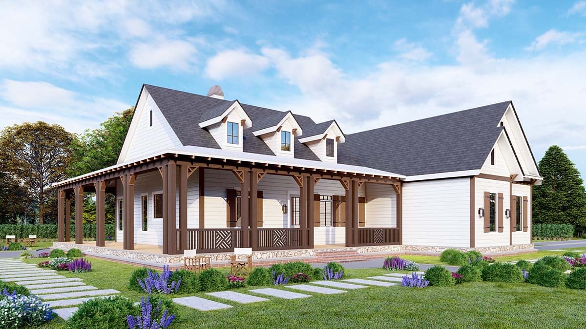 Country, Southern, Traditional Plan with 2045 Sq. Ft., 3 Bedrooms, 3 Bathrooms, 2 Car Garage Picture 3