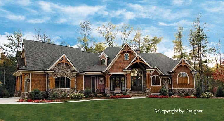 Country, Craftsman, New American Style, Southern, Tudor Plan with 3126 Sq. Ft., 3 Bedrooms, 3 Bathrooms, 2 Car Garage Elevation