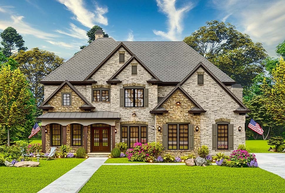 Country, European, Southern, Traditional Plan with 3338 Sq. Ft., 5 Bedrooms, 4 Bathrooms, 3 Car Garage Picture 7